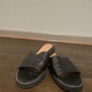 Madewell Leather Single Strap Lug Sole Flat Sandal